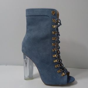 Open toe burlesque inspired boot limited offer